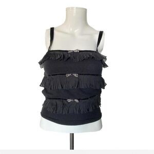 Blumarine Black Layered Ruffle Camisole